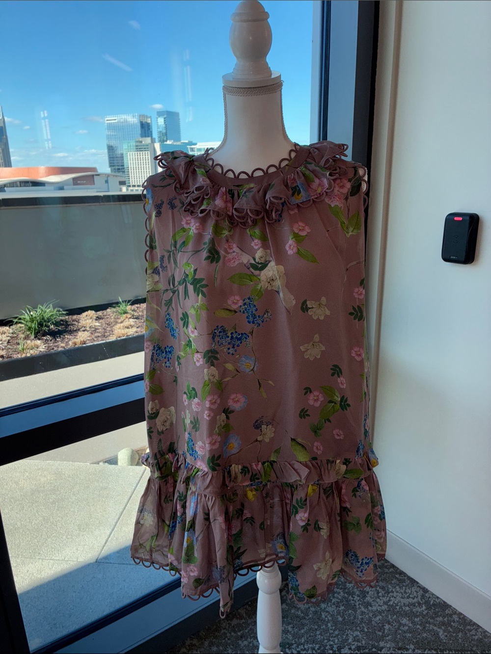 Cynthia Rowley Mauve Floral Ruffle Dress